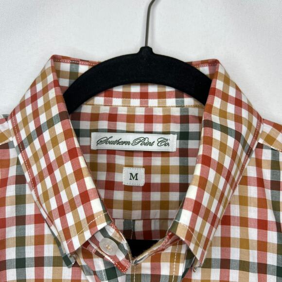 Mens Checkered Multicolor Southern Point Co Button Down Size Medium - Picture 6 of 10